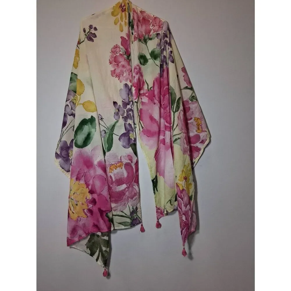 Sapphire womens long scarf pink yellow lightweight cotton spring summer